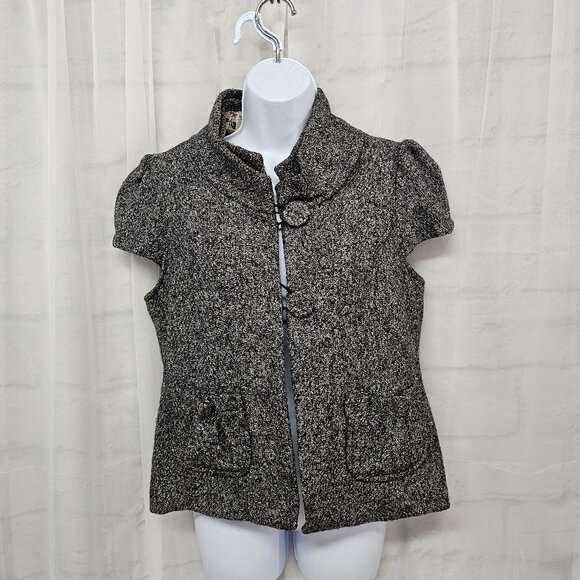 Forever 21 Gray Jacket Twee Y2K Retro Tweed Short Sleeve School Office M - Picture 11 of 11
